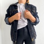 This dark gray denim jacket s part of Oued Soya@'s unique street wear collection. Hand embellished with golden calligraphy.