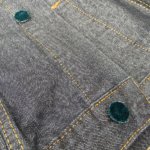 Introducing from Oued Soya@'s street wear collection a one-of-a-kind blue denim jacket, hand-embellished with care and attention to detail.